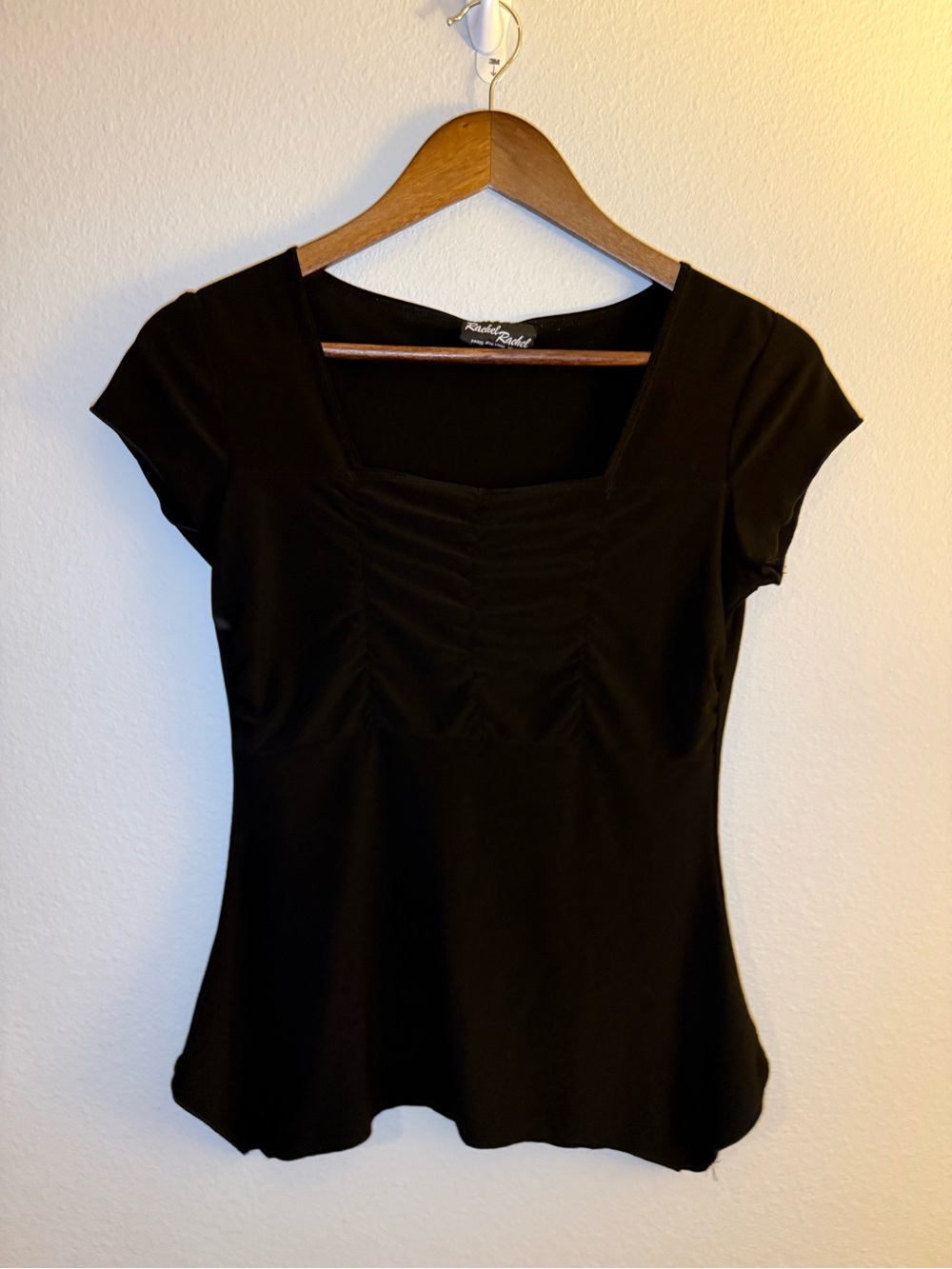 Rachel Black Square Neck Short Sleeve Blouse